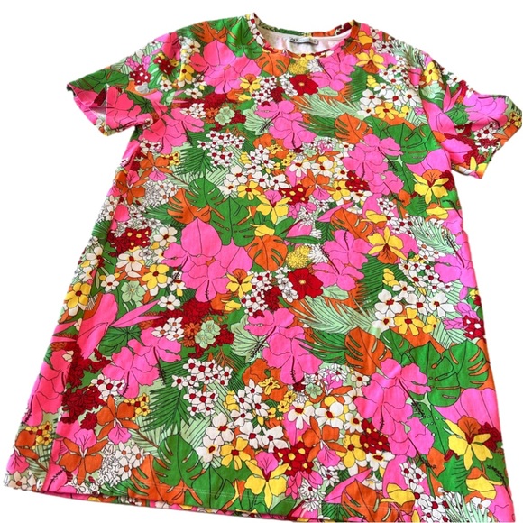 Zara Dresses & Skirts - Zara Tropical Tshirt Dress
